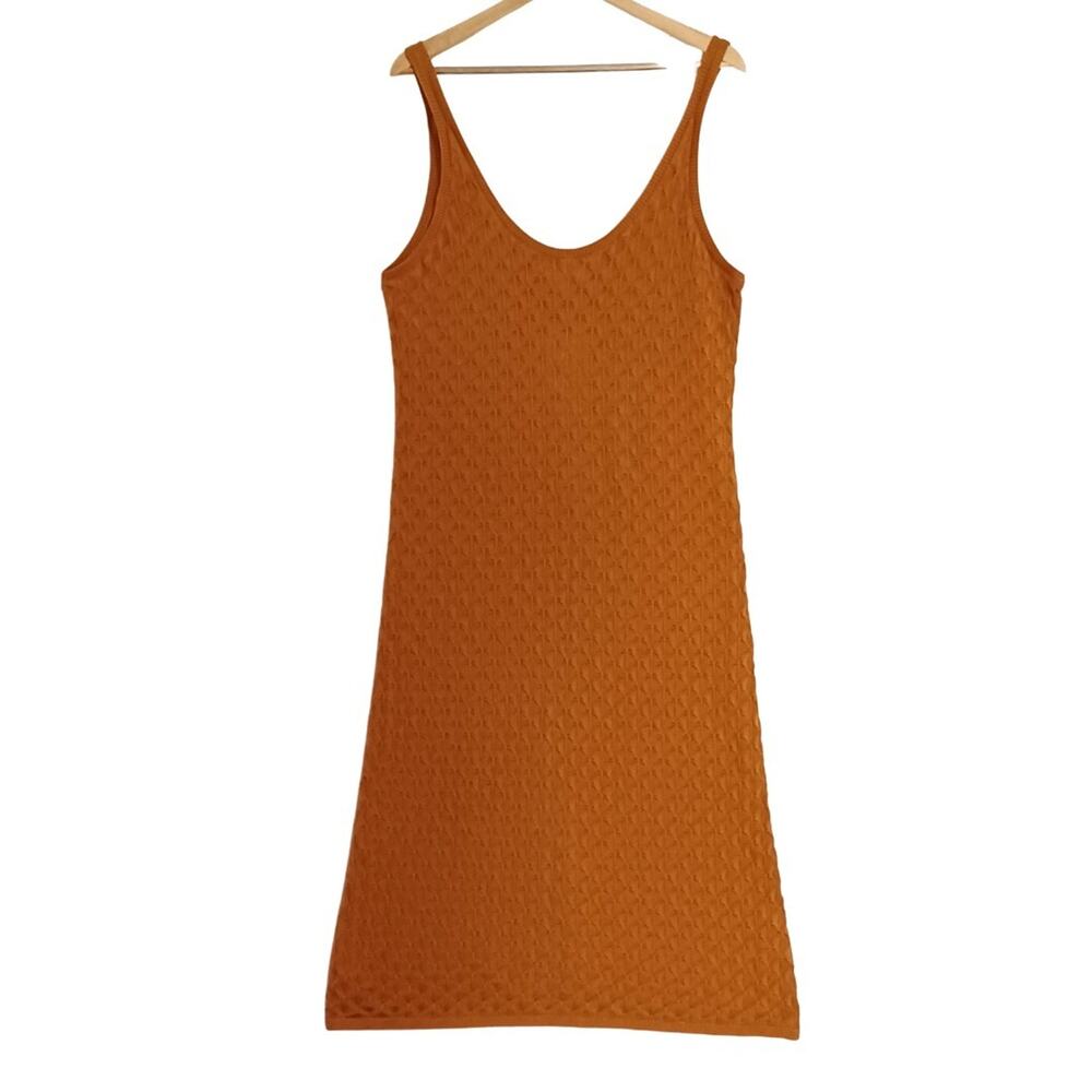 Treasure & Bond Pointelle Knit Tank Dress Size M Mustard Cotton Cover Up NEW